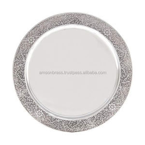 Gravure Design Plaque de charge décorative en argent Forme ronde Plaque de charge en argent Forme ronde Design moderne - Product Image 5