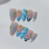 Tacana 10 pièces Faux Ongles Press-on Faits Main Amande French Style Motif Dégradé Couverture Complète des Doigts Haute Qualité Nouvelle Arrivée S/M/L