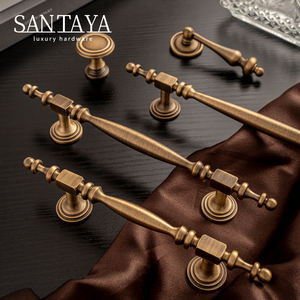 <span class=keywords><strong>Mobili</strong></span> in ottone antico maniglie accessori Hardware di lusso <span class=keywords><strong>per</strong></span> cassettone camera da letto armadio da cucina manopole cassetto spazzolato ottone - Product Image 2