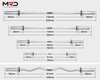 Barre de musculation chromée droite et barre de curl pour l'entraînement de force en salle de sport, centre de fitness, salle de sport à domicile et studio de fitness
