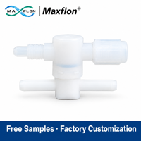 Vanne à boisseau sphérique manuelle rotative de type MF DN10 avec raccord PFA, résistante à la corrosion, pour applications médicales et pharmaceutiques