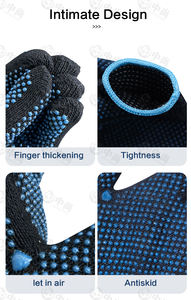 Guantes de algodón antideslizantes de punto de <span class=keywords><strong>PVC</strong></span> de doble cara azul marino Guantes de trabajo de seguridad mecánica de uso general de alta calidad - Product Image 4