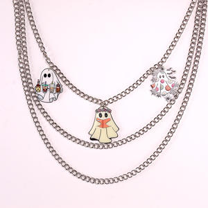 Cadena de cintura de varias capas con diseño de fantasma de dibujos animados de Halloween, cadena corporal unisex de aleación de zinc para pantalones, faldas y jeans. - Product Image 2