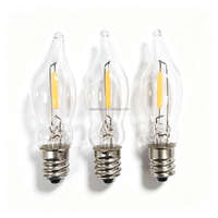 Ampoule LED E12, C18, Ampoule à filament en verre transparent en forme de flamme, 120V, Lumière blanc chaud, Ampoule décorative pour suspension
