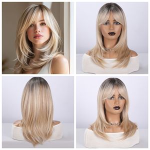 Perruque synthétique Vera, <span class=keywords><strong>cheveux</strong></span> longs et raides, dégradé multicolore, <span class=keywords><strong>frange</strong></span> américaine en forme de huit, couvre-tête complet, haute qualité - Product Image 5