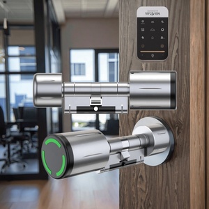 Khóa cửa thông minh Euro Tuya bằng đồng thau, mở khóa bằng vân tay sinh trắc học RFID, khóa cửa kỹ thuật số bằng kim loại, kết nối WiFi IP - Product Image 5