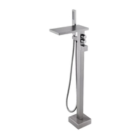 Colonne de douche autoportante en laiton chromé avec mitigeur pour baignoire, finition Gun Metal, pour salle de bain