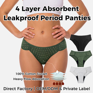 Braguitas Menstruales Absorbentes a Prueba <span class=keywords><strong>de</strong></span> Fugas <span class=keywords><strong>de</strong></span> 4 Capas, Personalizadas al por Mayor, para Mujeres y Adolescentes, Sin PFAS, <span class=keywords><strong>de</strong></span> Algodón - Product Image 1