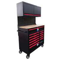 Armoire à outils professionnelle pour mécanicien avec ensemble d'outils à main, armoire à outils à roulettes à 12 tiroirs avec armoire suspendue