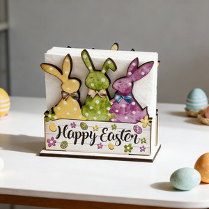 Easter Bunny Wooden Tissue Holder Storage Stand Handmade Decor Indoor Holiday Decoration - Product Image 2