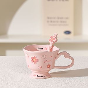 Haute valeur de beauté moderne fleur de cerisier tasse à café en céramique créatif nouvel an présente tasse ménage fille tasse à eau personnalisée - Product Image 2