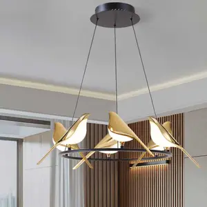 Simples Pendurado Teto Decorativo Pingente Luzes Círculo Anéis Metal Ouro Luxo Moderno Led Minimalista Lustre