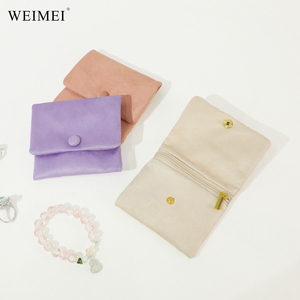 WEIMEI Factory Price Custom Logo Luxury Microfiber Suede Zippered <b>Jewelry</b> Case Portable Travel Bracelet <b>Jewelry</b> Gift Pouch - Product Image 1