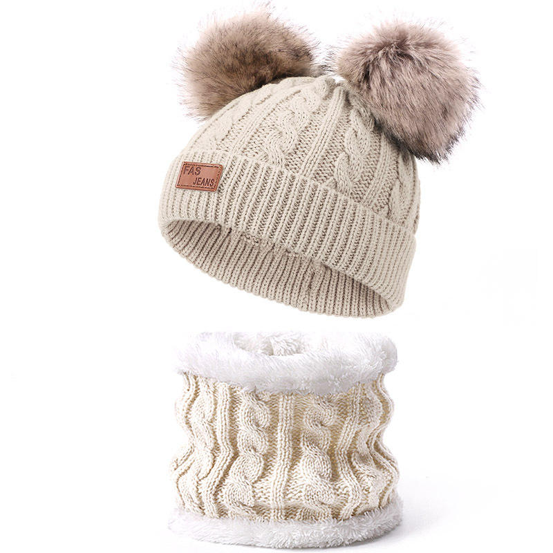 hat+scarf 2balls-beige