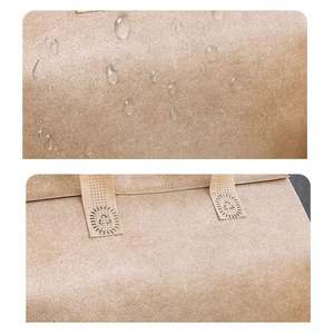 Brown Waterproof Coated Dupont Lunch Bag for Kids Insulated Lunch Cooler <b>Tyvek</b> Bag for Food with Custom logo - Product Image 4