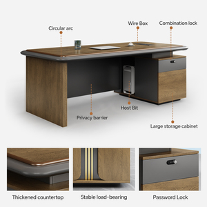 Tùy Chỉnh Hiện Đại Sang Trọng Lớn Bằng Gỗ Nội Thất Văn Phòng Bàn Ông Chủ Bàn Bàn Văn Phòng Và Ghế Văn Phòng Điều Hành Bảng - Product Image 2