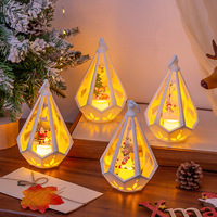 Lanterne de Noël portable lumineuse, décoration de style européen, arrangement de bureau en plastique et ornement suspendu