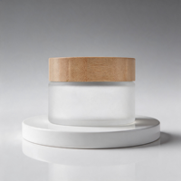 Pot avec couvercle à vis en bambou, idéal pour étagère de salle de bain, projets de bricolage pour chambre à coucher, rangement translucide givré, décoration, étui de beauté, pots cosmétiques
