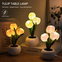 Lampe de nuit en forme de tulipe en pot, lumière chaude, lampe d'ambiance de chevet, cadeau créatif pour la Saint-Valentin, Noël, pour les filles, décoration de table à la maison