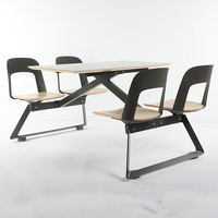 Ensemble table et chaises de salle à manger contemporain et écologique pour 4 personnes, avec structure en acier, conforme aux normes ANSI/BIFMA, idéal pour restaurants, hôtels, écoles et centres commerciaux