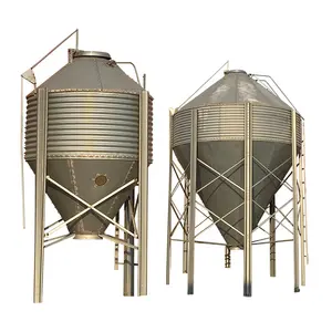 Công suất nhỏ lúa mì ngô gia cầm thức ăn viên hạt silo 10 tấn thép mạ kẽm lưu trữ silo