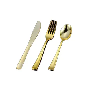 الفضة المغلفة PS أدوات مائدة للاستعمال مرة واحدة مجموعة/المتاح الفضة البلاستيك أطباق/سكين ، شوكة ، ملعقة