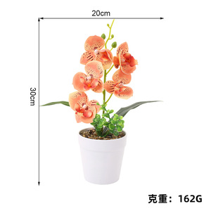 Orchidées Phalaenopsis artificielles en pot, décoration de bureau, ornement de balcon, cinq fleurs colorées avec pot - Product Image 5