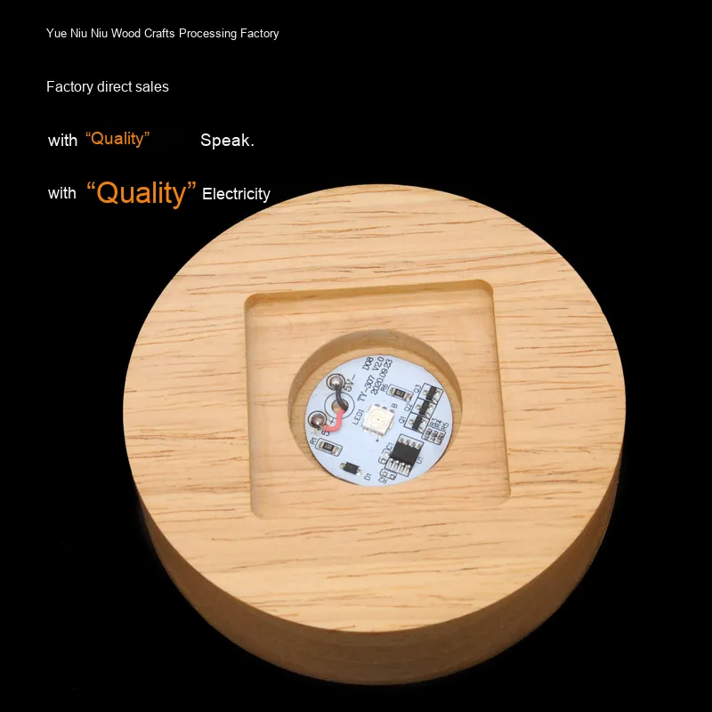 Creative USB/Type-C Solid Wood 3D Night Light Modern Design Luminous Base Warm White LED Plug-In Power Supply Living Room