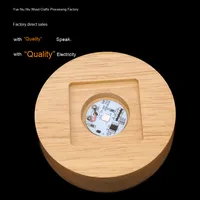 Lampe de nuit 3D créative en bois massif USB/Type-C, design moderne, base lumineuse, LED blanc chaud, alimentation par prise secteur, salon