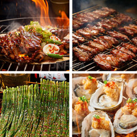 Gril à poulet rôti à la rotisserie, style américain, chariot barbecue au charbon de bois