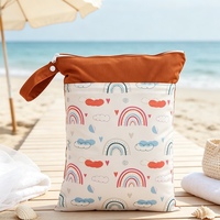 Pochette étanche double couche anti-fuite avec séparation humide et sèche, motif palmier tropical personnalisé, sac à fermeture éclair avec poignée de transport pour la plage