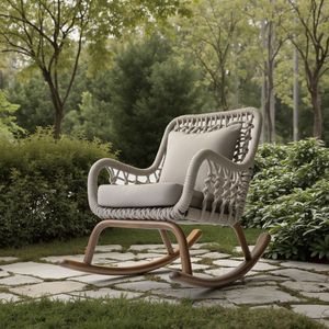 Mecedora Moderna y Cómoda de Cuerda y Aluminio para Exteriores, Muebles para <span class=keywords><strong>Jardín</strong></span>, Balcón y Hotel - Product Image 3