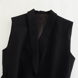 SHENZHU 2023 Nouveau <span class=keywords><strong>Gilet</strong></span> <span class=keywords><strong>Long</strong></span> <span class=keywords><strong>Noir</strong></span> <span class=keywords><strong>Femme</strong></span> Été Polyvalent Slim avec Ceinture <span class=keywords><strong>Sans</strong></span> Manches Col en V Décontracté Élégant 7848187 - Product Image 3