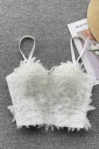 <span class=keywords><strong>Canotta</strong></span> di lusso ricamata di perle lucide in <span class=keywords><strong>pizzo</strong></span> da donna con fionda <span class=keywords><strong>bianca</strong></span> a fiori da donna biancheria intima Lingerie - Product Image 5