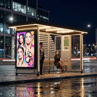 Parada de Autobús Inteligente Rectangular para Exteriores con Energía Solar, Pantalla LCD Publicitaria a Todo Color (3000 Lúmenes) y Banco