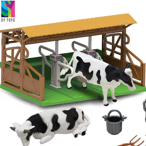 SY venta al por mayor granja Tractor camión de fricción juguete pequeño plástico Animal figura modelo conjunto Mini granero casa granja juguetes para niños
