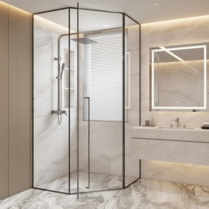 Cabine de <span class=keywords><strong>douche</strong></span> robuste en verre trempé épais avec profilés en aluminium, cabine intégrée gain de place - Product Image 5