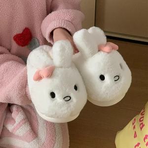 XIXITIAO Pantuflas de Conejo de Orejas Largas con Lazo para Mujer, Pantuflas de Casa de Felpa Cálidas para Invierno, Antideslizantes y Acogedoras para Interiores - Product Image 6