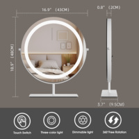 Portable Dimmable 3 couleurs illuminé rond cosmétique bureau table maquillage maquillage vanité Table miroir avec lumières LED