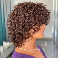 Perruques Courtes Bouclées en Cheveux Humains Remy, Fabriquées à la Machine, Texture Naturelle, Perruques Courtes Bouclées à la Mode pour Femmes Afro-Américaines
