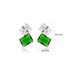 Emerald CZ Ovale Design Baguette 925 Boucles D'oreilles À La Main Turc En Gros Boucles D'oreilles 925 Bijoux En Argent Sterling - Product Image 2