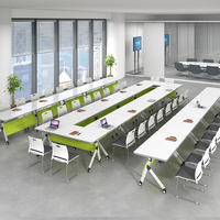 Table de formation moderne pliable avec plateau rabattable et roulettes pour salle de classe, séminaire ou salle de réunion