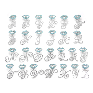 Coeur glacé chaîne cubaine cristal papillon initiales nom pendentif collier glacé lettres cursives rappeur collier bijoux - Product Image 3