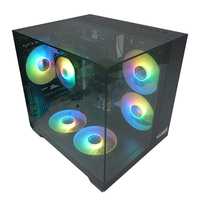 Boîtier PC de bureau MANMU MicroATX Mid Tower avec fenêtre latérale, construction en alliage d'aluminium et acier, ports USB 3.0 avant, couleur noire