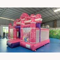 Ensemble de jeux gonflables pour enfants, maison gonflable rose à rebond, château gonflable de princesse commercial avec toboggan intérieur
