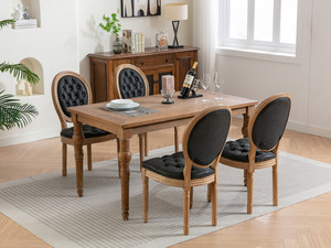 Cadeira de Jantar Moderna com Estrutura de Veludo, Decoração com Fivelas Puxadas à Mão, Acabamento com Pregos, Pernas de Madeira, Conjunto de Móveis para Casa, 2 Peças, Preto SW1839BK - Product Image 5