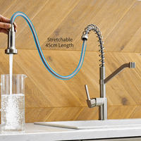 Robinet de cuisine mitigeur eau chaude et froide avec bec flexible extractible, à poser sur plan, monotrou, monocommande
