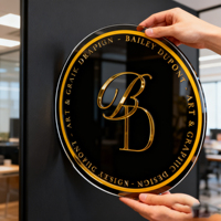 Plaque murale personnalisée en lettres acryliques dorées 3D, panneau miroir noir poli pour décoration de mariage et publicité