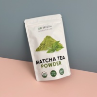 Sacs refermables en PE de qualité alimentaire avec fermeture éclair, design personnalisé, pour poudre de thé matcha, logo personnalisé, MOQ 100 pièces