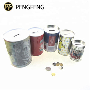 Customized printing several sizes round tin cans piggy bank coin bank